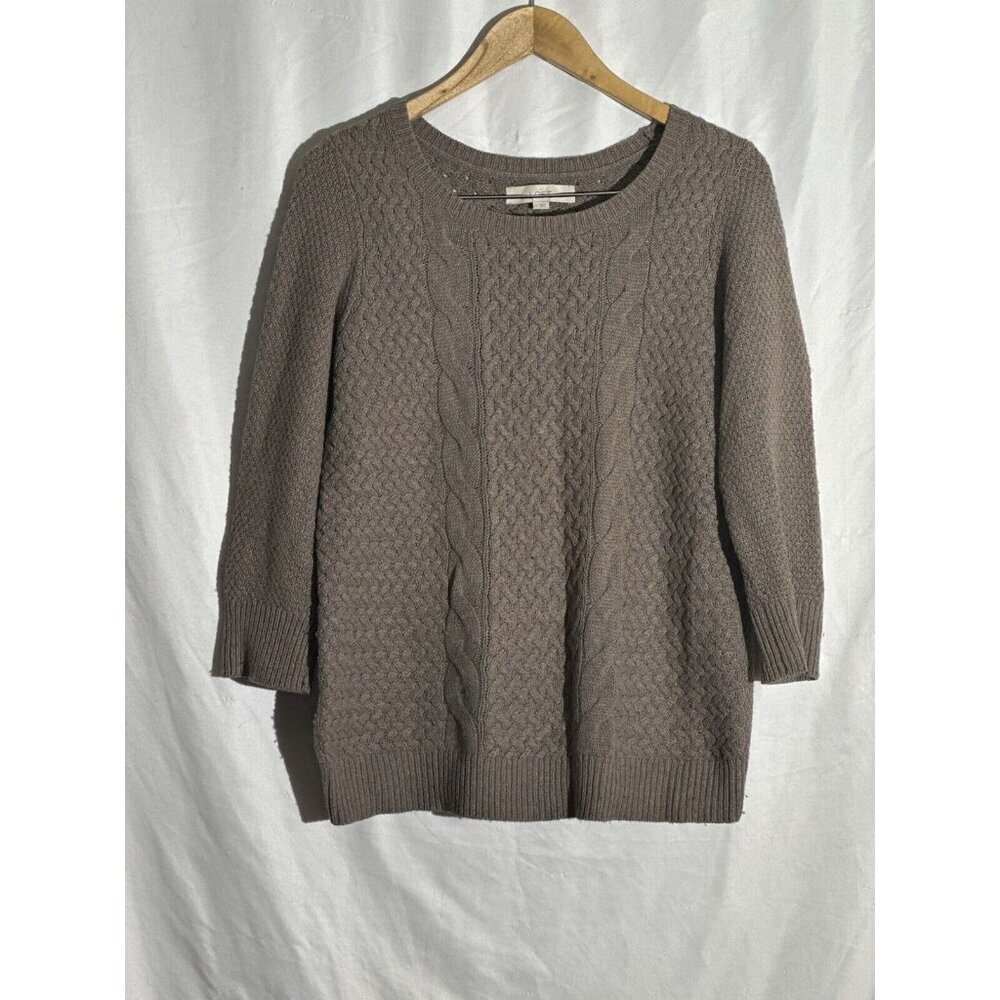 Ann Taylor LOFT Cable Knit Womens Wool‎ Blend Crewneck Sweater Size Large